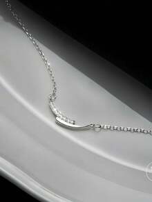 S925 純銀項鍊,極簡主義,奢華,時尚,百搭飾品,適合女性聚會、宴會、約會、假日及其他場合,金鍊適合日常配戴 - 微笑項鍊 - 查看 15