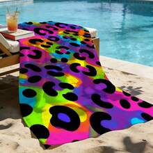 1 buah Handuk Pantai Motif Leopard Klasik, Handuk Kolam Renang Mikrofiber Tahan Pasir, Cepat Kering, dan Menyerap Air, Motif Hewan, Ringan, Aksesori Pantai untuk Perjalanan Musim Panas, Berenang, dan Perjalanan. - G - View 5