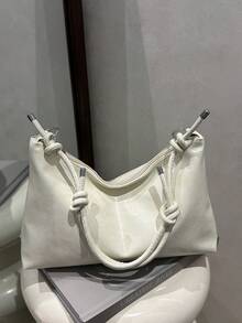 Minimalist Crescent Shoulder Bag, Versatile Crossbody Bag (Actual Color May Vary Slightly From Image) - Beige - View 8