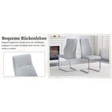 [Set Of 2] Dining Chairs With Diamond Pattern / Set Of 2 Modern Dining Chairs / High Backrest + Comfortable Seat Cushion / Non-Slip And Durable Metal Frame / Suitable For Dining Room, Living Room And Kitchen - 淺灰色+銀色 - 查看 11