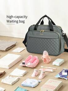 1pc Oxford Cloth Large Capacity Diaper Bag, Multifunctional Maternity Handbag, Crossbody Bag, Suitable For Travel And Storage - Black - View 12