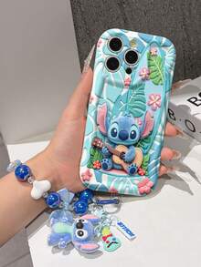 Disney Has Authorized, Phone Case - Chain Set, The Stitch Lilo & Stitch 3D Phone Case Plus A Silicone 3D Stitch Bracelet With Metallic Ring Removable Bracelet, Stitch And Angel Pattern, Compatible With Iphone17/16/15/14/13/12/11/XS/XR/X Plus Pro Max, A Stylish Cartoon Phone Case, The Perfect Gift Choice, Phone Protection, Durable Phone Cover, Great Gift For Friends And Family. - 白色 - 查看 4