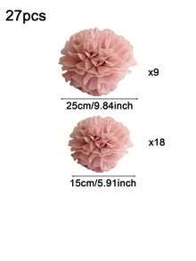 9pcs Paper Pom Poms, White Tissue Paper Flowers, Fluffy Hanging Decor, Suitable For Scene Decoration, Home Decor, Room Decor, Birthday Party, Wedding Favors, Business Graduation Gifts, Back To School, Valentine's Day And More Occasions - Dusty Pink - View 9