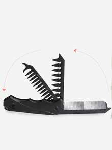 1PC 3-In-1 Men's Folding Comb, Oil Hair Comb, Slick Back Comb, Wide Tooth Textured Styling Comb, Portable Travel Folding Comb, Suitable For Home Use, Portable Folding Comb Men's Cool Tool, Street Fashion - 3-in-1 Comb - View 4