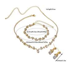 4 Pcs Exquisite Claw Chain Necklace Zirconia Earrings Bracelet Multi-Piece Se - Silver - View 7
