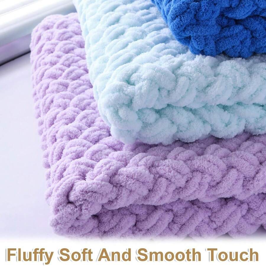 EDCUEBE7 1/4pcs Medium Thick Plush Yarn, 100G Premium Ice Yarn For Crochet Knitting, Suitable For Handmade Scarves, Bags, Slippers - Soft DIY, Multiple Colors Available - 100.0% Polyester - 100G Ice Strip Cable - View 1