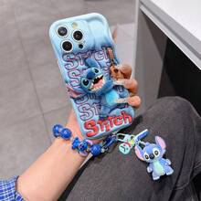Disney Has Authorized, Phone Case - Chain Set, The Stitch Lilo & Stitch 3D Phone Case Plus A Silicone 3D Stitch Bracelet With Metallic Ring Removable Bracelet, Stitch And Angel Pattern, Compatible With Iphone17/16/15/14/13/12/11/XS/XR/X Plus Pro Max, A Stylish Cartoon Phone Case, The Perfect Gift Choice, Phone Protection, Durable Phone Cover, Great Gift For Friends And Family. - trắng - Xem 6