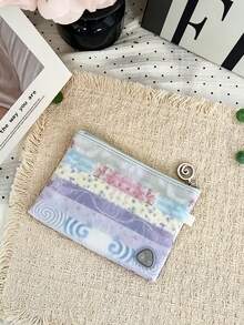 Niche Design Anime Girl Coin Purse, Lightweight Portable Pouch, Fashionable Personalized Accessory - Dusty Blue - View 4