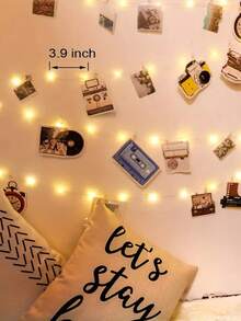1 Set 1M/2M/3M/5M LED String Lights With 10/20/30/50 Photo Clips, Battery Powered – For Living Room, Bedroom, Indoor Party, Wedding Decor, Photo Hanging Display – Home Decor, Room Decor, String Light - Yellow - View 7