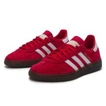 Adidas HANDBALL SPEZIAL 低筒運動鞋，舒適輕便低筒休閒繫帶鞋，復古麂皮皮革鞋面，2.5cm 厚底，適合日常穿著 - 紅/白 - 查看 5