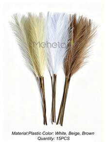 MEHELANY 42支人造芦苇草，55厘米/21.65英寸，蓬松仿真花，白色、米色、棕色，人造芦苇，仿芦苇草，农舍风格装饰，波西米亚风格装饰，人造花，仿真芦苇装饰，花瓶填充物，房间装饰，婚礼中心装饰品 - 白米咖 - 查看 8