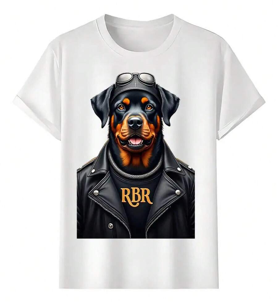 Camiseta Muscle Freaks Rottweiler Biker Estilo Motociclista Rbr Perro - Blanco - Ver 1