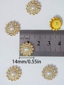 50/80/120/500顆 14mm 水晶珠，時尚水鑽與仿珍珠裝飾珠，適用於手工藝製作 - 米色 - 查看 3