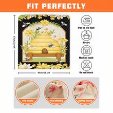 2/4/6pcs Set, Home Decor, Bee Pattern Printed Linen Chair Covers, Suitable For Daily Home Decor, Living Room, Dining Room, Garden Environment, Hotel Restaurant, Holiday Parties, Friends Gatherings, Washable Polyester Material, Dining Chair Seat Cushion Covers - Multicolor - View 10