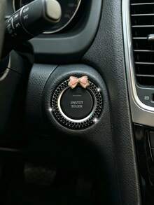 Car One-Touch Start Decorative Ring Double Row Rhinestone Bowknot Fire Ring Ignition Switch Button Decorative Sticker For Women - A - View 5
