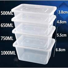 25/50/100 Plastic Food Containers Microwave Freezer Storage Boxes+LIDS - Clear Transparent - View 3