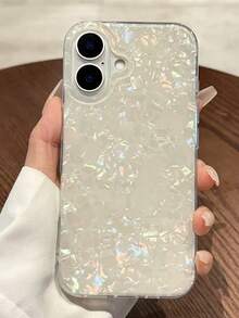 1pc Iridescent Shell Texture Transparent Pearlescent Soft Phone Case, Shockproof Full Coverage, Suitable For Samsung And 17/16/15/14/13/12/11 Pro Max, Delicate Aesthetic, Niche Design - Multicolor - View 1