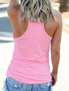 Disney Official Authorization | Women's Casual Round Neck Sleeveless Vest. Featuring Minnie And Daisy, Paired With Sweet Elements From The Four Grid, It Exudes Vitality And Age Reduction. It Is A Versatile Item For Daily Outings And An Ideal Choice For Creating A Girlish Look. - Hồng - Xem 2