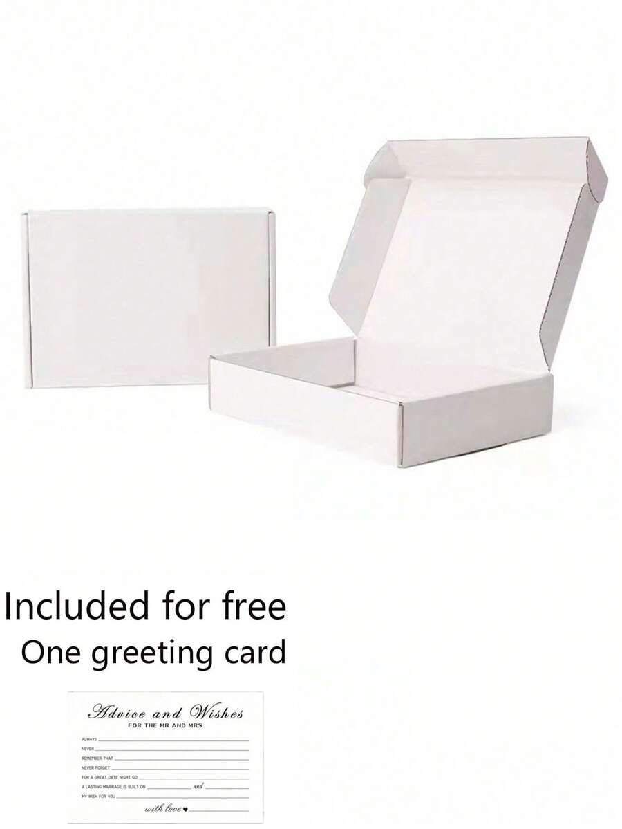 5/1pc-30*20*8/25*25*5cm 白色可折疊禮品盒,設計簡約優雅堅固紙板運輸盒,適用於禮物、伴娘邀請、節日、生日、DIY包裝,大包裝,節日禮物的理想選擇,(附贈免費賀卡) - 白色款 - 查看 1