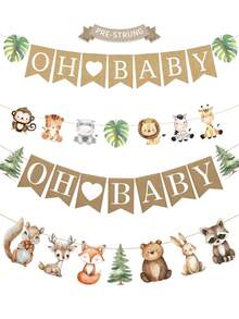 1 bộ dây treo sẵn 6ft vải bố Oh Baby cho trang trí tiệc Baby Shower chủ đề Safari, động vật rừng trung tính, tiệc tiết lộ giới tính - Nhiều màu - Xem 1