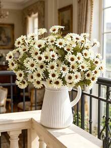 1pc Artificial Silk Daisy Ball Bouquet, Bridal Hand Bouquet, Valentine's Day Gift, Birthday Party Decoration, Wedding Flower Basket, Bridal Bouquet, Home Decor, Restaurant Bedroom Windowsill Vase Decoration, New Year Decoration - White - View 9