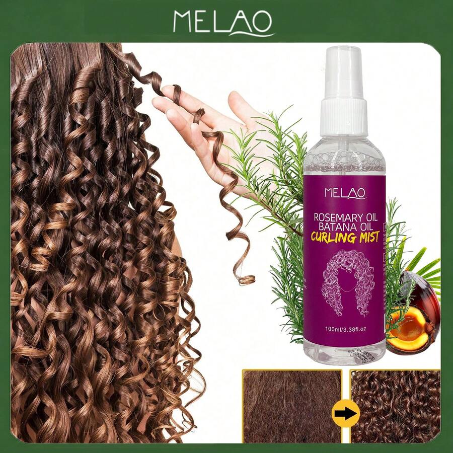 MELAO迷迭香精油卷发定型喷雾，适用于天然卷发，清晰勾勒卷度，抚平毛躁，增添光泽和水分，轻盈定型，不僵硬，适合所有发质，100毫升/3.38液盎司 - 玫紅色 - 查看 1