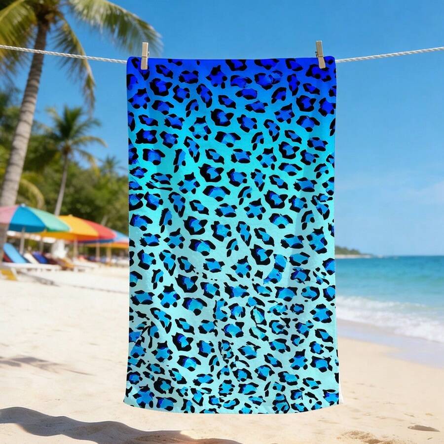 1pc Classic Leopard Print Beach Towel, Sand-Proof Quick-Dry Absorbent Microfiber Pool Towel, Animal Print Lightweight Summer Travel Swimming Beach Accessory - M - View 1