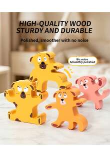 Wooden Puppy Stacking Blocks, Kids Educational Balance Stacking Toy, Cultivate Hands-On Skill & Balance Ability - Multicolor - View 8