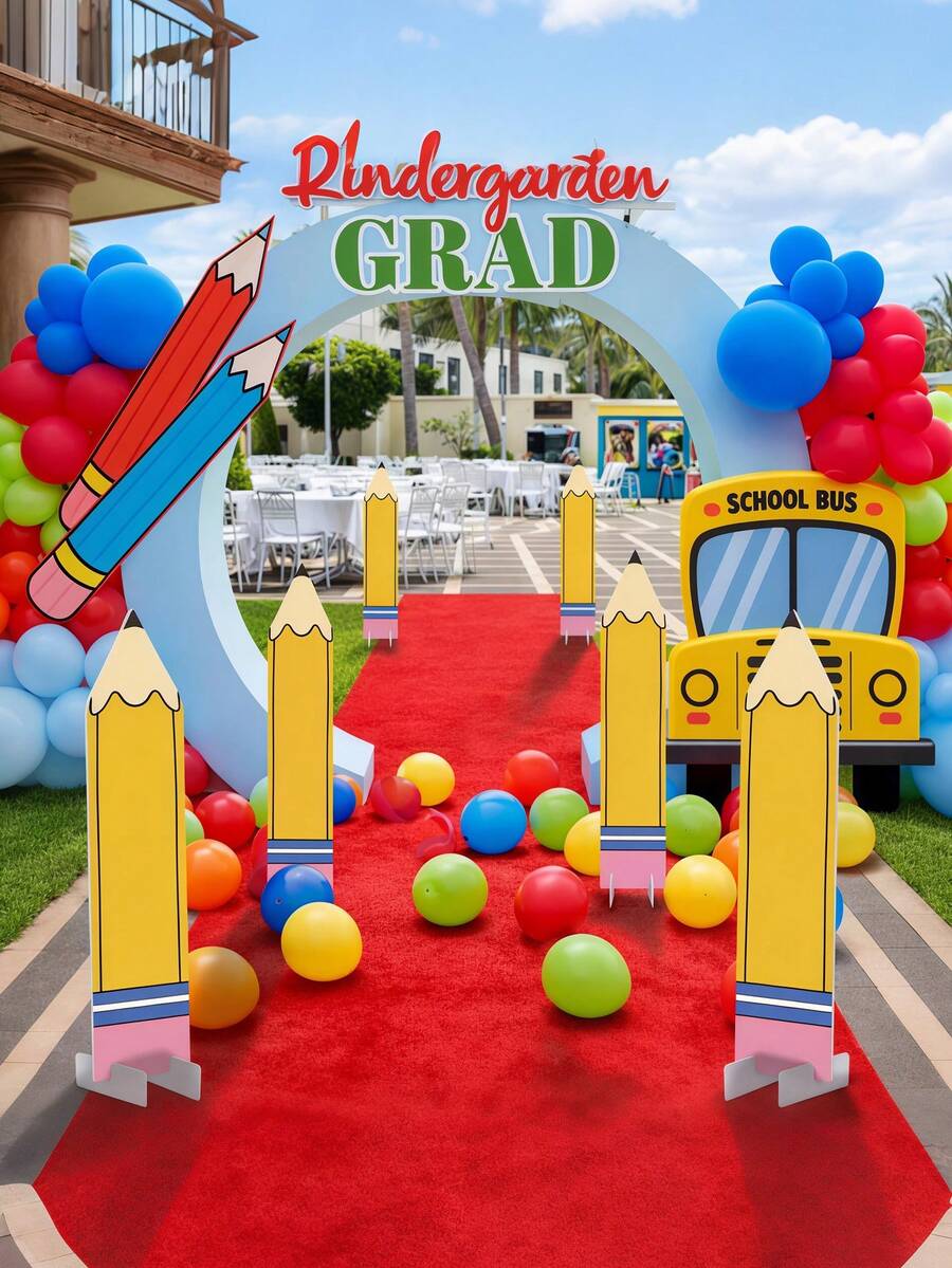 Kindergarten Graduation Decoration: Crayon Garden Sign, 31.5 Inch Large Preschool Graduation Outdoor Decor, Cute Crayon Party Photo Prop, Classroom, School, Graduation Congratulations, Back To School Decoration - Pencil Floor Insert - View 1
