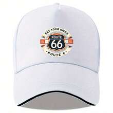 Ships In 24 Hours (DE/FR/ES/IT) | Retro "GET YOUR KICKS" Urban Culture Logo Cap – Lightweight, Durable, Adjustable Polyester | Unisex, Stylish, Casual, All Seasons - B - View 1