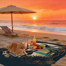 1pc Day Of The Dead Sugar Skull Floral Print Beach Towel, Sand Free Quick Dry Absorbent Microfiber Pool Towel, Lightweight Summer Travel Swimming Beach Accessory - K - View 6