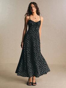 Women's Dress With Spaghetti Straps, Pleated Bust, And Solid Color - Grey - View 1