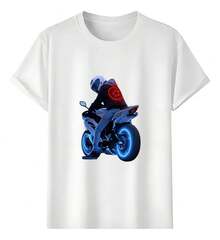 Muscle Freaks Motorcycle Neon Style Biker T-Shirt - White - View 1