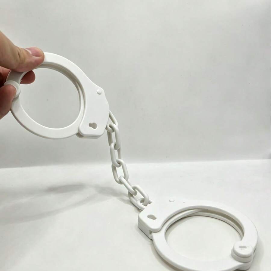 3D列印黑色塑膠玩具手銬套組，附配套鑰匙，適合趣味角色扮演道具與派對裝飾，萬聖節裝飾