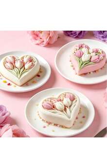 1pc Tulip Heart Aromatherapy Candle Silicone Mold DIY Tulip Heart Aromatherapy Plaster Diffuser Stone Home Decor Silicone Mold - White - View 1