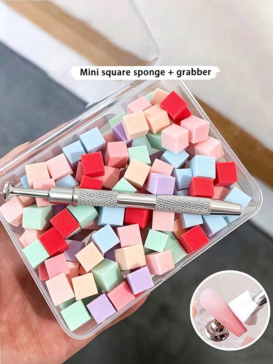 200入迷你美甲海綿,美甲彩繪海綿,適用於漸層美甲設計,方形美甲海綿塗抹器,專業美甲沙龍與居家使用 - 彩色 - 查看 1