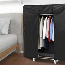 59" Garment Rack Cover, Clothes Closet Bag, Clothing Covers Hanging Rolling Only Portable Storage Zipper Rail Wardrobe Coat, Dustproof Cloth Bags Covering Fits Garmet Hanger Covers For Racks Suit Dress - Black - View 6