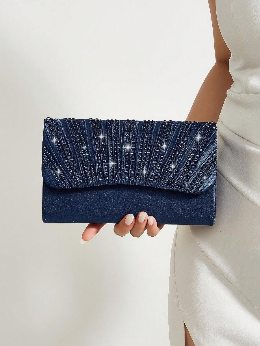 REMANLAND Glamorous Sparkling Rhinestone Decor Chain Bag, Magnetic Closure, Elegant Fashion Party Clutch, Suitable For Women's Birthday Party, Charming Evening Shoulder Bag