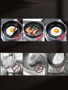 1pc Premium Non-Stick Frying Pan, Suitable For Frying Eggs, Burgers And Omelets, Heat-Resistant Wooden Handle, Easy Food Release And Cleaning, Ideal Choice For Home Kitchen Cooking - View 6