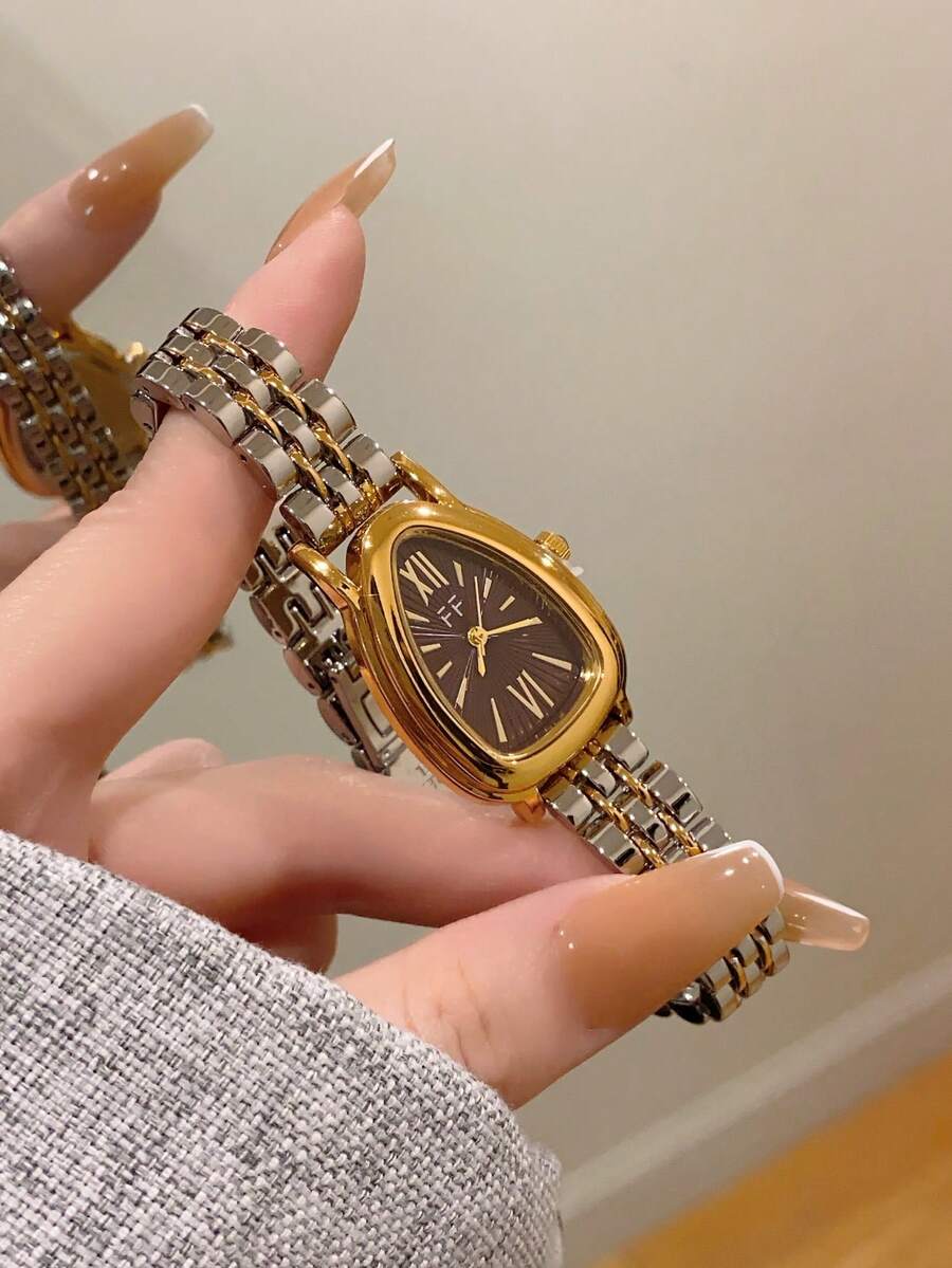 1pc Gold Oval Women's Quartz Watch Exquisite And Fashionable Suitable For Daily Matching Birthday/Graduation Gifts Casual Gatherings ﻿ - Silver and Gold - View 1