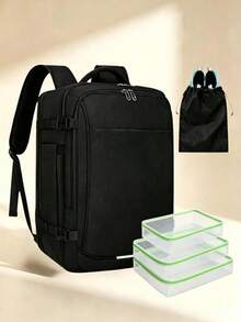 Mochila de gran capacidad de 40L, mochila de viaje unisex, aprobada para llevar a bordo, mochila para portátil de 17" impermeable, mochila espaciosa para uso diario, escuela o fin de semana con 3 bolsillos de malla y 1 compartimento para zapatos - Multicolor - Ver 2