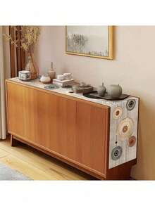 1pc Bohemian Style Microwave Dust Cover With Abstract Geometric Pattern, Protective Cover, Rectangular Tablecloth, Washable, Suitable For Family Gatherings, Sofa Table, Durable Kitchen And Dining Room Decor, Party And Event Tablecloth, Home Decor, Kitchen And Dining Room Table Runner, Patio And Balcony Table Runner, Fireplace Mantel Decor - Multicolor - View 11