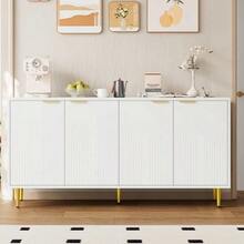 Sideboard Wohnzimmer, Kommode Mit 4 Türen Goldene Gebürstete Griffe Und Hochglanz Tischbeine Komodenschrank, White, Mass 160*80*40 Cm (B*H*T)(OLD Sku N657P28217172W) - View 1