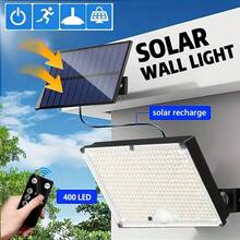 400LED Outdoor Solar Wall Light, With Motion Sensor Lighting, LED Cool White Solar Floodlight, IP65, High Brightness Solar Street Light, Larger Solar Panel, Easy To Install, Super Bright, Auto ON/OFF, For Porch, Courtyard, Garage, Fence, Path - 400LED - View 2