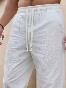 Comfortable Breathable Casual Straight-Leg Pants For Men - White - View 3