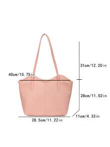 Large Capacity Handbag For Women, New Arrival Minimalist Commuter Shoulder Tote Bag - Pink - View 2