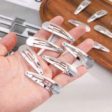 30 piezas de clips BB y clips de garra con forma de lágrima de metal plateado y blanco para manualidades - Plateado - Ver 3