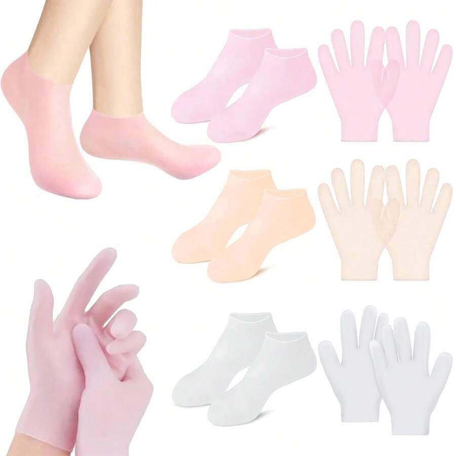 Reusable Silicone Socks And Gloves Set, Soft Elastic Gel Socks Suitable For Women And Men, Care Gloves Foot Care Socks Hand And Foot Care Tools