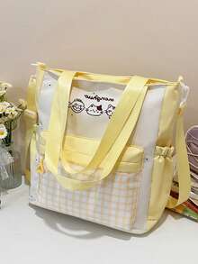 Cute & Stylish Large Capacity Crossbody Bag, Suitable For Commuting, Students, Daily Use Shoulder Tote Bag - Multicolor - View 5
