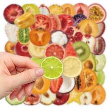 50pcs/Pack Exquisite Realistic Fruit Stickers, Suitable For Notebook, Water Bottle, Desktop, Wall, Skateboard, Guitar, Refrigerator, Scrapbook, Phone Case Decoration, Self-Adhesive Decals, Suitable For Room Decor / Birthday Party / Holiday Gift - 50pcs - View 7